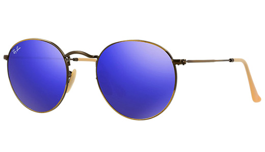 Круглые очки зеркальные линзы Ray-Ban RB3447 167 68